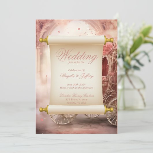 Elegante moderne romantische bruiloft uitnodiging (Staand voorkant)