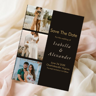 Elegante Moderne Romantische Trouwfoto Collage met Save The Date
