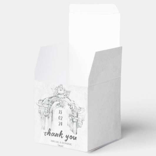 Elegante moderne Romeinse minimalistische bruiloft Bedankdoosjes (Geopend)