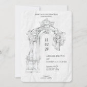 Elegante moderne Romeinse minimalistische trouwuit Kaart (Voorkant)