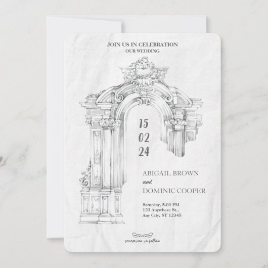 Elegante moderne Romeinse minimalistische trouwuit Kaart (Voorkant)