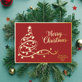 Elegante moderne rood gouden kerstfoto folie feestdagenkaart