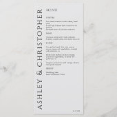 Elegante moderne rook zwart bruiloft menu (Voorkant)