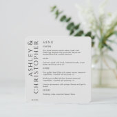 Elegante moderne rook zwart bruiloft menu (Staand voorkant)