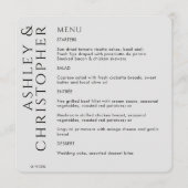 Elegante moderne rook zwart bruiloft menu (Voorkant)