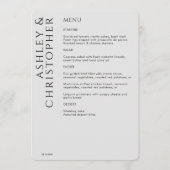 Elegante moderne rook zwart bruiloft menu (Voorkant)