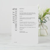 Elegante moderne rook zwart bruiloft menu (Staand voorkant)