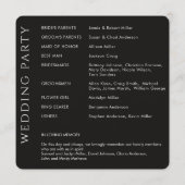 Elegante moderne rook zwart bruiloft programmakaart (Achterkant)