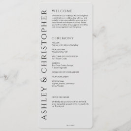 Elegante moderne rook zwart bruiloft programmakaart