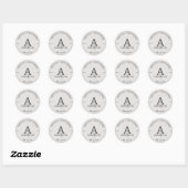 Elegante moderne rook zwart bruiloft ronde sticker (Vel)