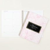 Elegante Moderne Roze Abstracte Marmeren Naam Goud Planner (Display)