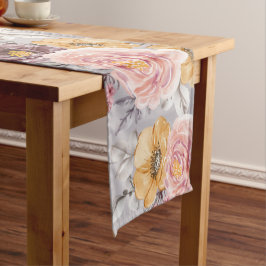 Elegante Moderne Roze Bloem Lange Tafelloper