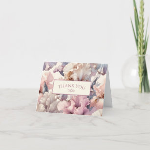 Elegante moderne roze bloemen Joodse ster Bat Mitz Bedankkaart