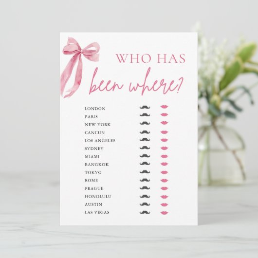 Elegante moderne roze boog die waar spel is gewees kaart (Staand voorkant)