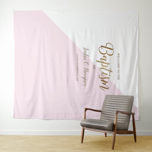 Elegante moderne roze doopfoto-achtergrond wandkleed (In Situ (horizontaal))