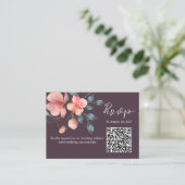 Elegante Moderne Roze en Gouden Bloemen QR Code RS Informatiekaartje (Staand voorkant)