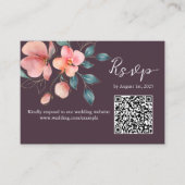 Elegante Moderne Roze en Gouden Bloemen QR Code RS Informatiekaartje (Voorkant)