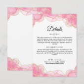 Elegante moderne roze en gouden bruiloft details informatiekaartje (Voorkant / Achterkant)