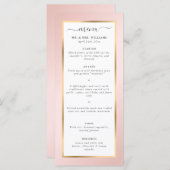 Elegante moderne roze en gouden trouwmenu menu (Voorkant / Achterkant)