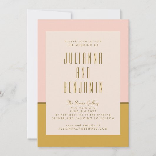 Elegante Moderne Roze en Mosterd Geometrische Trou Kaart (Voorkant)