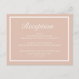 Elegante moderne roze en witte huwelijksreceptie informatiekaartje