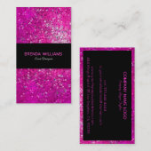 Elegante moderne roze faux glitter visitekaartje (Voorkant / Achterkant)