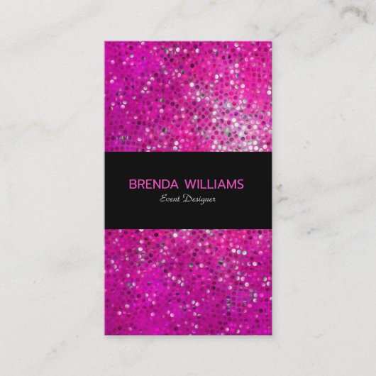 Elegante moderne roze faux glitter visitekaartje (Voorkant)