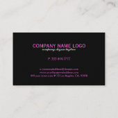 Elegante moderne roze faux glitter & zwarte strepe visitekaartje (Achterkant)