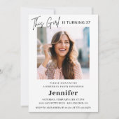 Elegante moderne roze foto 37e verjaardag kaart (Voorkant)