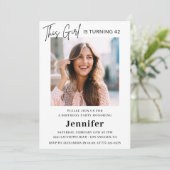 Elegante moderne roze foto 42e verjaardag kaart (Staand voorkant)