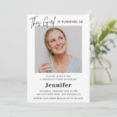 Elegante moderne roze foto 58e verjaardag kaart (Staand voorkant)
