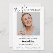 Elegante moderne roze foto 67e verjaardag kaart (Voorkant)
