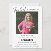 Elegante moderne roze foto 76e verjaardag kaart (Voorkant)