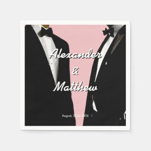 Elegante moderne roze gay mannen trouwcocktail servet