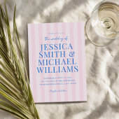 Elegante moderne roze gestreepte bruiloft kaart