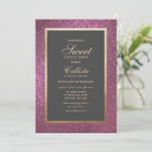Elegante moderne roze glitter dikke rand Sweet 16 Kaart (Staand voorkant)
