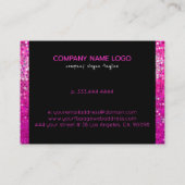 Elegante moderne roze glitter met zwart visitekaartje (Achterkant)