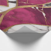 Elegante moderne roze, goud, wit marmer luxe cadeaupapier (Hoek)
