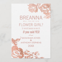 Elegante moderne roze gouden bloemenkind meisje kaart