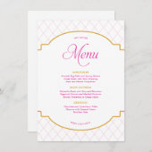 Elegante moderne roze gouden diamanten patroon par menu (Voorkant / Achterkant)