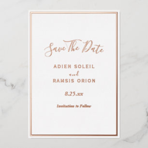 Elegante moderne roze gouden folie save the date k uitnodiging