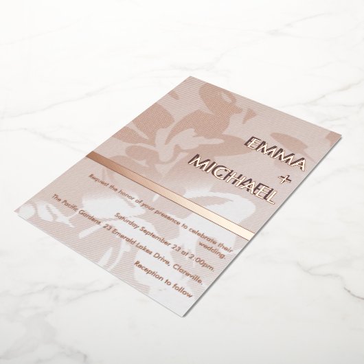 Elegante moderne roze gouden folie uitnodiging (Gedraaid)