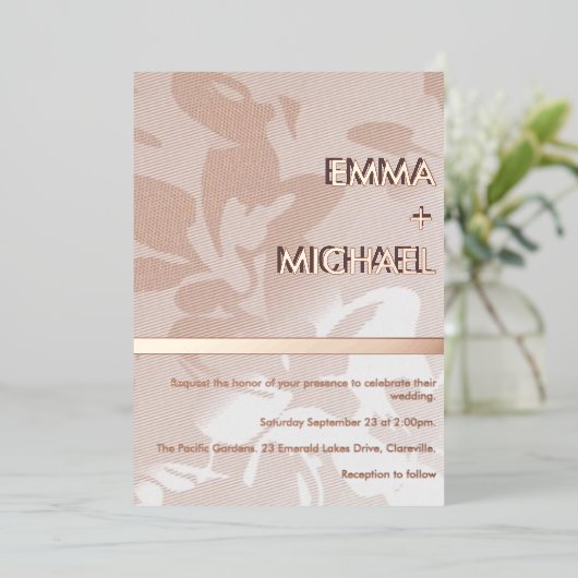 Elegante moderne roze gouden folie uitnodiging (Staand Voorkant)