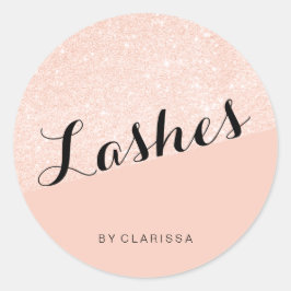 Elegante moderne roze gouden glinsterende blush ro ronde sticker