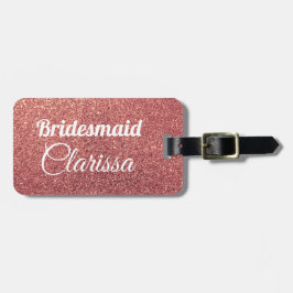 Elegante moderne roze gouden glinsterende bruidsme bagagelabel