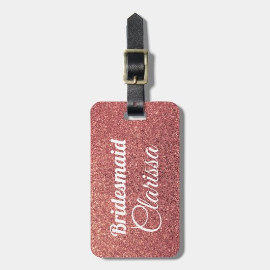 Elegante moderne roze gouden glinsterende bruidsme bagagelabel (Voorkant verticaal)