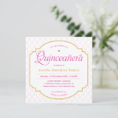 Elegante moderne roze gouden glitter Quinceañera Kaart (Staand voorkant)