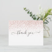 Elegante moderne roze gouden glitter script  bedankkaart (Staand voorkant)