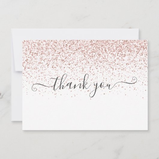 Elegante moderne roze gouden glitter script  bedankkaart (Voorkant)