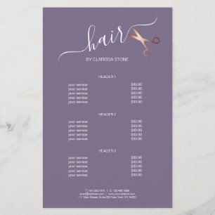 Elegante moderne roze gouden schaar kapper flyer